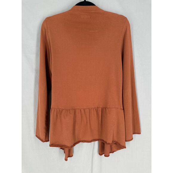 Iridium Jacket Womens Small Brown Cotton Stretch Drape Lagenlook Boho Comfort - Picture 3 of 7